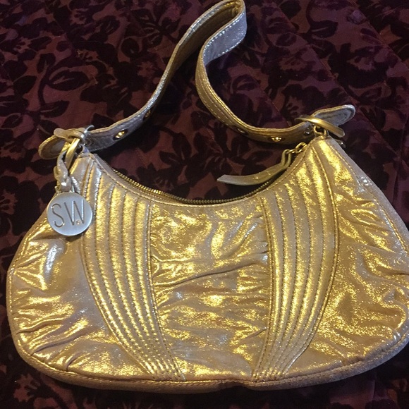 Stuart Weitzman metallic gold handbag - Picture 3 of 7